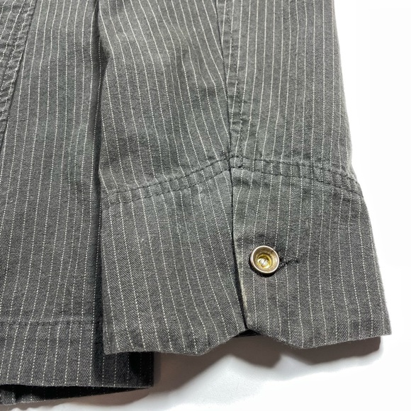 Syn Jeans unique vintage look brown pin stripes military jacket size M - Picture 8 of 11